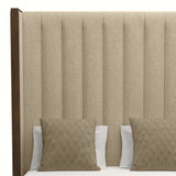 Nativa Interiors Irenne Vertical Channel Tufted Upholstered High 87" Solid + Manufactured Wood / Revolution Performance Fabrics® Commercial Grade Panel Bed Flax Queen - 71.00"W x 86.00"D x 87.00"H