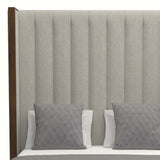 Nativa Interiors Irenne Vertical Channel Tufted Upholstered High 87" Solid + Manufactured Wood / Revolution Performance Fabrics® Commercial Grade Panel Bed Grey Queen - 71.00"W x 86.00"D x 87.00"H