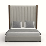 Nativa Interiors Irenne Vertical Channel Tufted Upholstered High 87" Solid + Manufactured Wood / Revolution Performance Fabrics® Commercial Grade Panel Bed Grey Queen - 71.00"W x 86.00"D x 87.00"H