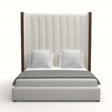 Nativa Interiors Irenne Vertical Channel Tufted Upholstered High 87" Solid + Manufactured Wood / Revolution Performance Fabrics® Commercial Grade Panel Bed Off White Queen - 71.00"W x 86.00"D x 87.00"H