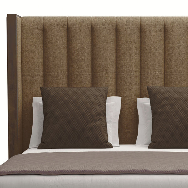 Nativa Interiors Irenne Vertical Channel Tufted Upholstered Medium 67" Solid + Manufactured Wood / Revolution Performance Fabrics® Commercial Grade Panel Bed Brown Queen - 71.00"W x 86.00"D x 67.00"H
