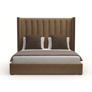 Nativa Interiors Irenne Vertical Channel Tufted Upholstered Medium 67" Solid + Manufactured Wood / Revolution Performance Fabrics® Commercial Grade Panel Bed Brown Queen - 71.00"W x 86.00"D x 67.00"H