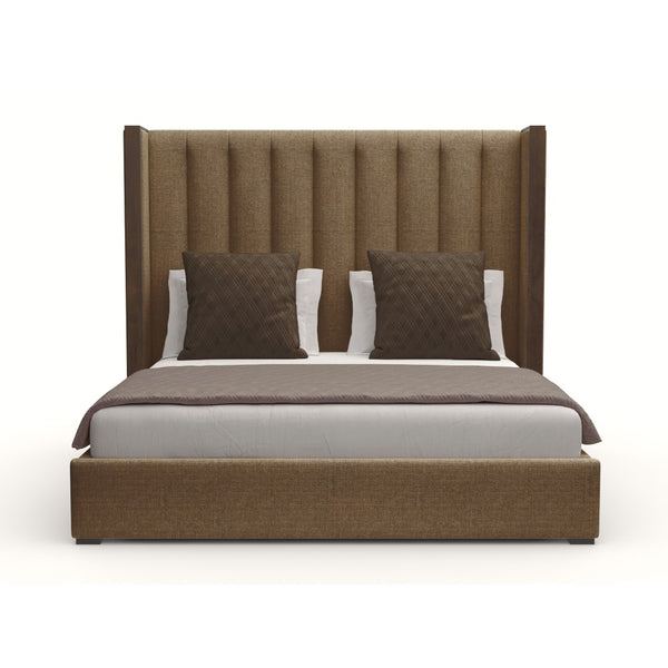 Nativa Interiors Irenne Vertical Channel Tufted Upholstered Medium 67" Solid + Manufactured Wood / Revolution Performance Fabrics® Commercial Grade Panel Bed Brown Queen - 71.00"W x 86.00"D x 67.00"H