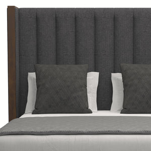 Nativa Interiors Irenne Vertical Channel Tufted Upholstered Medium 67" Solid + Manufactured Wood / Revolution Performance Fabrics® Commercial Grade Panel Bed Charcoal Queen - 71.00"W x 86.00"D x 67.00"H