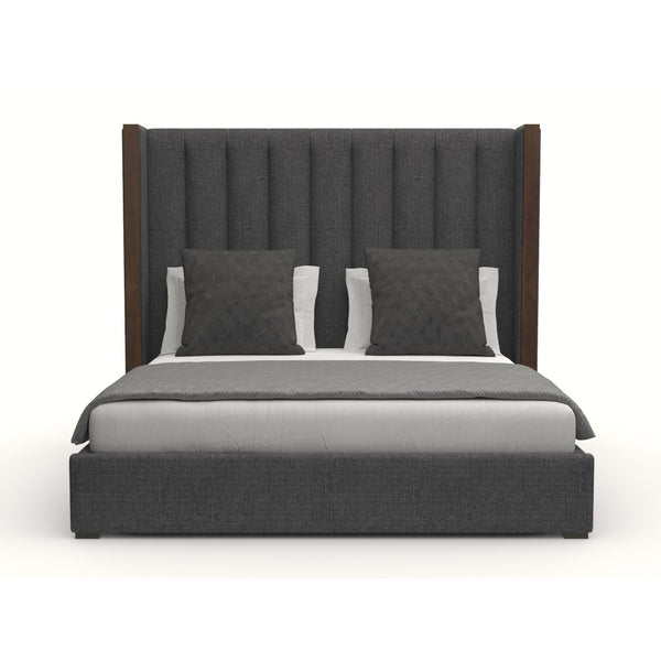 Nativa Interiors Irenne Vertical Channel Tufted Upholstered Medium 67" Solid + Manufactured Wood / Revolution Performance Fabrics® Commercial Grade Panel Bed Charcoal Queen - 71.00"W x 86.00"D x 67.00"H