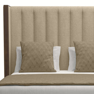 Nativa Interiors Irenne Vertical Channel Tufted Upholstered Medium 67" Solid + Manufactured Wood / Revolution Performance Fabrics® Commercial Grade Panel Bed Flax Queen - 71.00"W x 86.00"D x 67.00"H