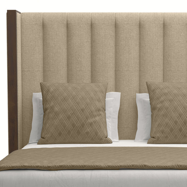 Nativa Interiors Irenne Vertical Channel Tufted Upholstered Medium 67" Solid + Manufactured Wood / Revolution Performance Fabrics® Commercial Grade Panel Bed Flax Queen - 71.00"W x 86.00"D x 67.00"H