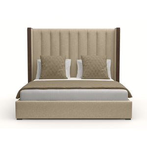 Nativa Interiors Irenne Vertical Channel Tufted Upholstered Medium 67" Solid + Manufactured Wood / Revolution Performance Fabrics® Commercial Grade Panel Bed Flax Queen - 71.00"W x 86.00"D x 67.00"H