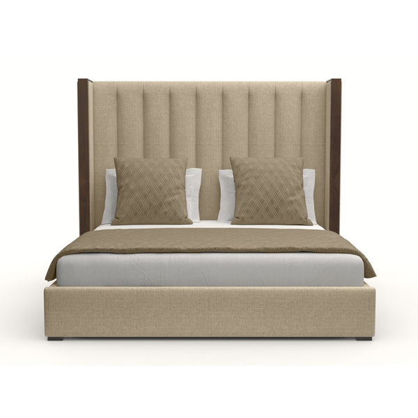 Nativa Interiors Irenne Vertical Channel Tufted Upholstered Medium 67" Solid + Manufactured Wood / Revolution Performance Fabrics® Commercial Grade Panel Bed Flax Queen - 71.00"W x 86.00"D x 67.00"H