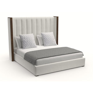 Nativa Interiors Irenne Vertical Channel Tufted Upholstered Medium 67" Solid + Manufactured Wood / Revolution Performance Fabrics® Commercial Grade Panel Bed Off White Queen - 71.00"W x 86.00"D x 67.00"H