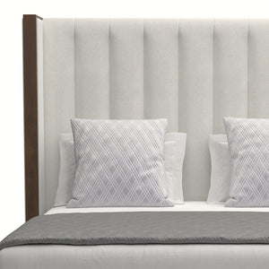Nativa Interiors Irenne Vertical Channel Tufted Upholstered Medium 67" Solid + Manufactured Wood / Revolution Performance Fabrics® Commercial Grade Panel Bed Off White Queen - 71.00"W x 86.00"D x 67.00"H