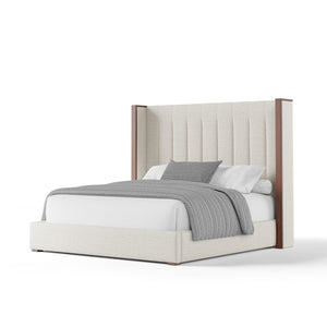 Nativa Interiors Irenne Vertical Channel Tufted Upholstered Medium 67" Solid + Manufactured Wood / Revolution Performance Fabrics® Commercial Grade Panel Bed Off White Queen - 71.00"W x 86.00"D x 67.00"H
