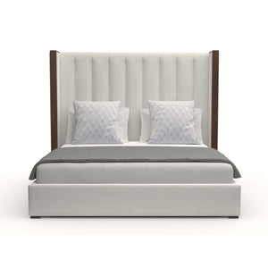 Nativa Interiors Irenne Vertical Channel Tufted Upholstered Medium 67" Solid + Manufactured Wood / Revolution Performance Fabrics® Commercial Grade Panel Bed Off White Queen - 71.00"W x 86.00"D x 67.00"H