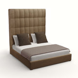 Nativa Interiors Moyra Box Tufted Upholstered High 87" Solid + Manufactured Wood / Revolution Performance Fabrics® Commercial Grade Panel Bed Brown Queen - 65.00"W x 86.00"D x 87.00"H