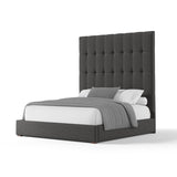 Nativa Interiors Moyra Box Tufted Upholstered High 87" Solid + Manufactured Wood / Revolution Performance Fabrics® Commercial Grade Panel Bed Charcoal Queen - 65.00"W x 86.00"D x 87.00"H