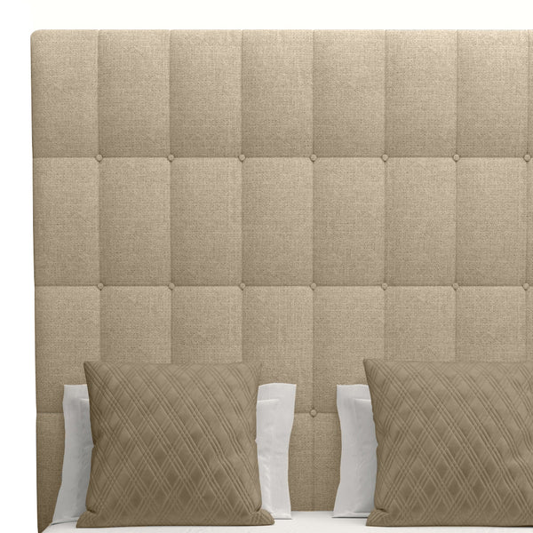 Nativa Interiors Moyra Box Tufted Upholstered High 87" Solid + Manufactured Wood / Revolution Performance Fabrics® Commercial Grade Panel Bed Flax Queen - 65.00"W x 86.00"D x 87.00"H