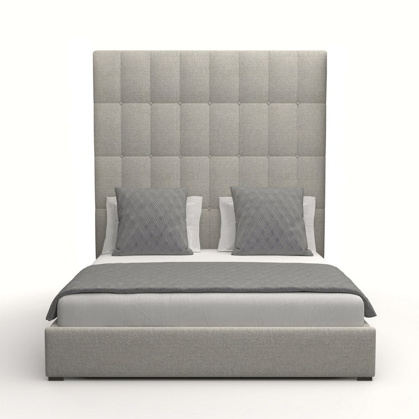 Nativa Interiors Moyra Box Tufted Upholstered High 87" Solid + Manufactured Wood / Revolution Performance Fabrics® Commercial Grade Panel Bed Grey Queen - 65.00"W x 86.00"D x 87.00"H