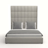 Nativa Interiors Moyra Box Tufted Upholstered High 87" Solid + Manufactured Wood / Revolution Performance Fabrics® Commercial Grade Panel Bed Grey Queen - 65.00"W x 86.00"D x 87.00"H