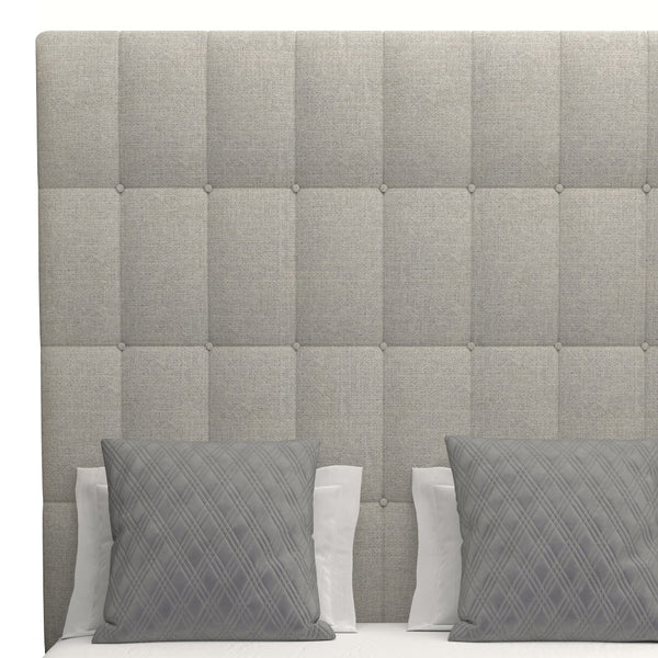 Nativa Interiors Moyra Box Tufted Upholstered High 87" Solid + Manufactured Wood / Revolution Performance Fabrics® Commercial Grade Panel Bed Grey Queen - 65.00"W x 86.00"D x 87.00"H