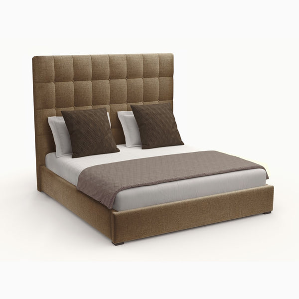 Nativa Interiors Moyra Box Tufted Upholstered Medium 67" Solid + Manufactured Wood / Revolution Performance Fabrics® Commercial Grade Panel Bed Brown Queen - 65.00"W x 86.00"D x 67.00"H