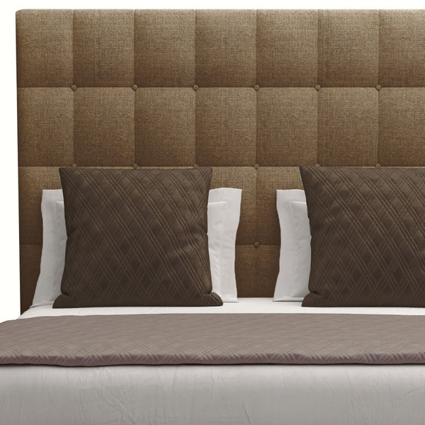 Nativa Interiors Moyra Box Tufted Upholstered Medium 67" Solid + Manufactured Wood / Revolution Performance Fabrics® Commercial Grade Panel Bed Brown Queen - 65.00"W x 86.00"D x 67.00"H