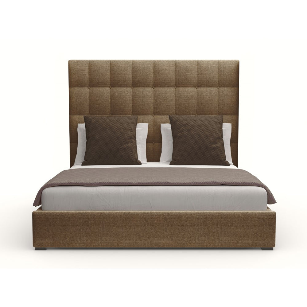 Nativa Interiors Moyra Box Tufted Upholstered Medium 67" Solid + Manufactured Wood / Revolution Performance Fabrics® Commercial Grade Panel Bed Brown Queen - 65.00"W x 86.00"D x 67.00"H