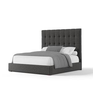 Nativa Interiors Moyra Box Tufted Upholstered Medium 67" Solid + Manufactured Wood / Revolution Performance Fabrics® Commercial Grade Panel Bed Charcoal Queen - 65.00"W x 86.00"D x 67.00"H