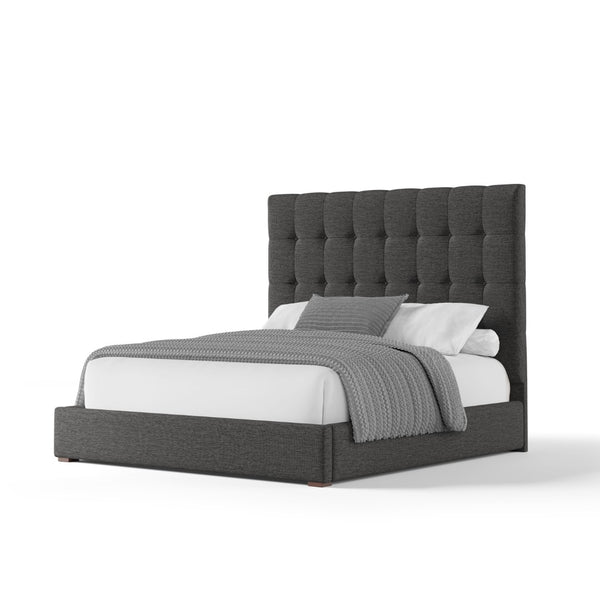 Nativa Interiors Moyra Box Tufted Upholstered Medium 67" Solid + Manufactured Wood / Revolution Performance Fabrics® Commercial Grade Panel Bed Charcoal Queen - 65.00"W x 86.00"D x 67.00"H