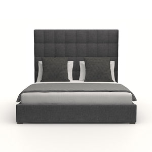 Nativa Interiors Moyra Box Tufted Upholstered Medium 67" Solid + Manufactured Wood / Revolution Performance Fabrics® Commercial Grade Panel Bed Charcoal Queen - 65.00"W x 86.00"D x 67.00"H