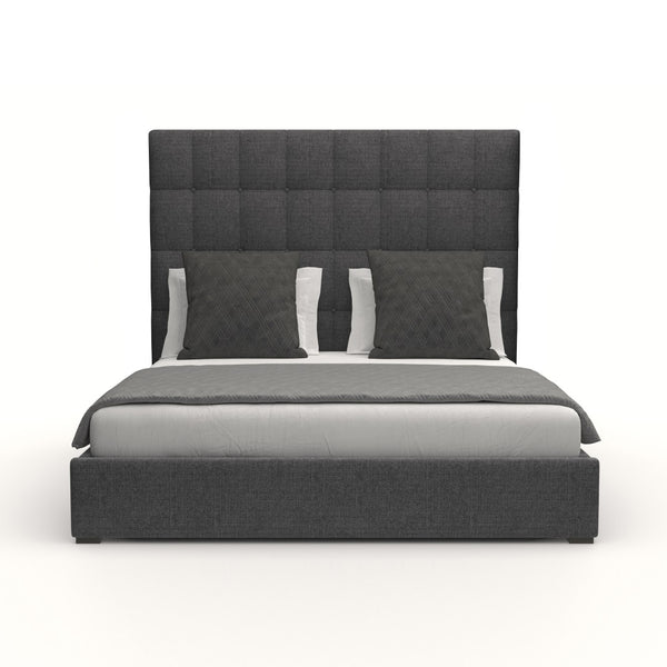 Nativa Interiors Moyra Box Tufted Upholstered Medium 67" Solid + Manufactured Wood / Revolution Performance Fabrics® Commercial Grade Panel Bed Charcoal Queen - 65.00"W x 86.00"D x 67.00"H