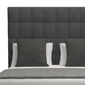 Nativa Interiors Moyra Box Tufted Upholstered Medium 67" Solid + Manufactured Wood / Revolution Performance Fabrics® Commercial Grade Panel Bed Charcoal Queen - 65.00"W x 86.00"D x 67.00"H