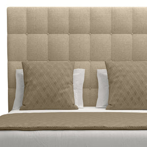 Nativa Interiors Moyra Box Tufted Upholstered Medium 67" Solid + Manufactured Wood / Revolution Performance Fabrics® Commercial Grade Panel Bed Flax Queen - 65.00"W x 86.00"D x 67.00"H