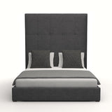 Nativa Interiors Moyra Button Tufted Upholstered High 87" Solid + Manufactured Wood / Revolution Performance Fabrics® Commercial Grade Panel Bed Charcoal Queen - 65.00"W x 86.00"D x 87.00"H