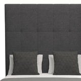 Nativa Interiors Moyra Button Tufted Upholstered High 87" Solid + Manufactured Wood / Revolution Performance Fabrics® Commercial Grade Panel Bed Charcoal Queen - 65.00"W x 86.00"D x 87.00"H