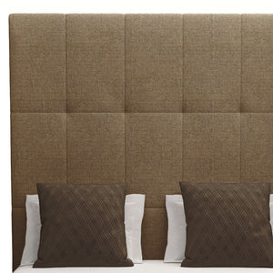 Nativa Interiors Moyra Button Tufted Upholstered High 87" Solid + Manufactured Wood / Revolution Performance Fabrics® Commercial Grade Panel Bed Brown Queen - 65.00"W x 86.00"D x 87.00"H