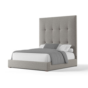 Nativa Interiors Moyra Button Tufted Upholstered High 87" Solid + Manufactured Wood / Revolution Performance Fabrics® Commercial Grade Panel Bed Grey Queen - 65.00"W x 86.00"D x 87.00"H