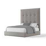 Nativa Interiors Moyra Button Tufted Upholstered High 87" Solid + Manufactured Wood / Revolution Performance Fabrics® Commercial Grade Panel Bed Grey Queen - 65.00"W x 86.00"D x 87.00"H