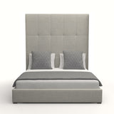 Nativa Interiors Moyra Button Tufted Upholstered High 87" Solid + Manufactured Wood / Revolution Performance Fabrics® Commercial Grade Panel Bed Grey Queen - 65.00"W x 86.00"D x 87.00"H