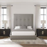 Nativa Interiors Moyra Button Tufted Upholstered High 87" Solid + Manufactured Wood / Revolution Performance Fabrics® Commercial Grade Panel Bed Grey Queen - 65.00"W x 86.00"D x 87.00"H