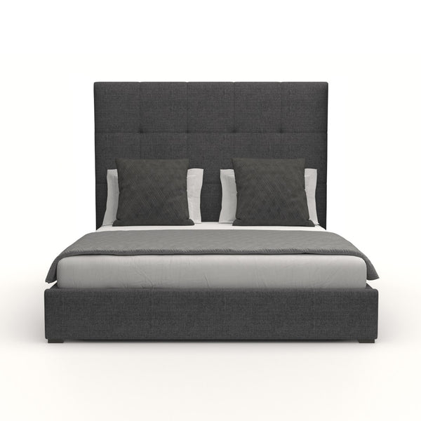 Nativa Interiors Moyra Button Tufted Upholstered Medium 67" Solid + Manufactured Wood / Revolution Performance Fabrics® Commercial Grade Panel Bed Charcoal Queen - 65.00"W x 86.00"D x 67.00"H