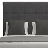 Nativa Interiors Moyra Button Tufted Upholstered Medium 67" Solid + Manufactured Wood / Revolution Performance Fabrics® Commercial Grade Panel Bed Charcoal Queen - 65.00"W x 86.00"D x 67.00"H