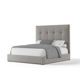 Nativa Interiors Moyra Button Tufted Upholstered Medium 67" Solid + Manufactured Wood / Revolution Performance Fabrics® Commercial Grade Panel Bed Grey Queen - 65.00"W x 86.00"D x 67.00"H