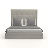 Nativa Interiors Moyra Button Tufted Upholstered Medium 67" Solid + Manufactured Wood / Revolution Performance Fabrics® Commercial Grade Panel Bed Grey Queen - 65.00"W x 86.00"D x 67.00"H