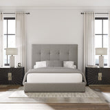 Nativa Interiors Moyra Button Tufted Upholstered Medium 67" Solid + Manufactured Wood / Revolution Performance Fabrics® Commercial Grade Panel Bed Grey Queen - 65.00"W x 86.00"D x 67.00"H