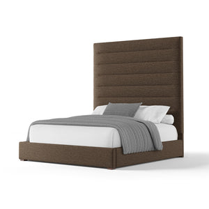 Nativa Interiors Moyra Horizontal Channel Tufted Upholstered High 87" Solid + Manufactured Wood / Revolution Performance Fabrics® Commercial Grade Panel Bed Brown Queen - 65.00"W x 86.00"D x 87.00"H