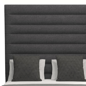Nativa Interiors Moyra Horizontal Channel Tufted Upholstered High 87" Solid + Manufactured Wood / Revolution Performance Fabrics® Commercial Grade Panel Bed Charcoal Queen - 65.00"W x 86.00"D x 87.00"H
