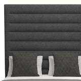 Nativa Interiors Moyra Horizontal Channel Tufted Upholstered High 87" Solid + Manufactured Wood / Revolution Performance Fabrics® Commercial Grade Panel Bed Charcoal Queen - 65.00"W x 86.00"D x 87.00"H