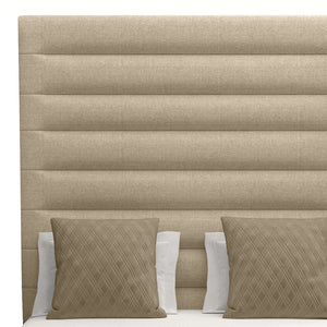 Nativa Interiors Moyra Horizontal Channel Tufted Upholstered High 87" Solid + Manufactured Wood / Revolution Performance Fabrics® Commercial Grade Panel Bed Flax Queen - 65.00"W x 86.00"D x 87.00"H