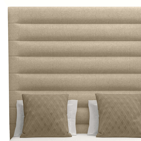 Nativa Interiors Moyra Horizontal Channel Tufted Upholstered High 87" Solid + Manufactured Wood / Revolution Performance Fabrics® Commercial Grade Panel Bed Flax Queen - 65.00"W x 86.00"D x 87.00"H