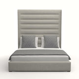 Nativa Interiors Moyra Horizontal Channel Tufted Upholstered High 87" Solid + Manufactured Wood / Revolution Performance Fabrics® Commercial Grade Panel Bed Grey Queen - 65.00"W x 86.00"D x 87.00"H